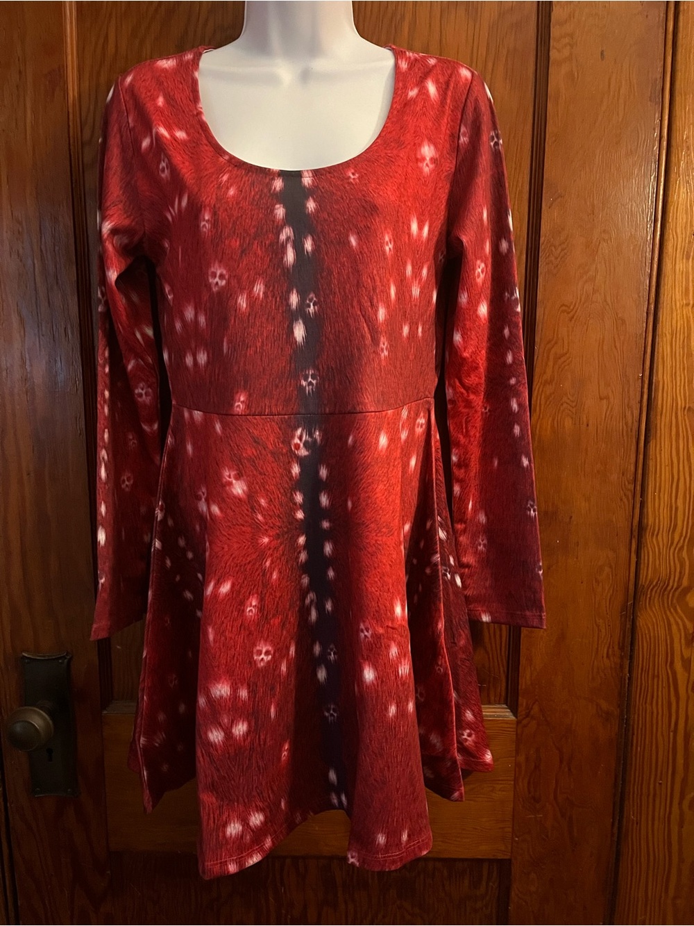 Iron Fist Pink and Purple Mini Skull Fit & Flare Long Sleeve Dress size L